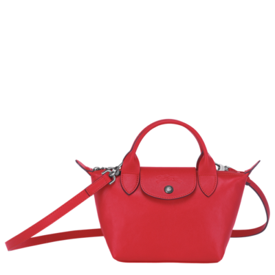 Sac à main cuir Le Pliage de Longchamp couleur rouge
