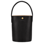 Sac seau Le Pliage Cuir de Longchamp, Noir